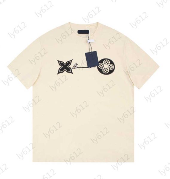

designer mens t shirts summer beige fashion luxury loose fit classic brand embroidery logo print pattern design breathable round neck short, White;black