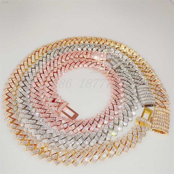 

18mm width hip hop style 925 sterling silver customized jewelry 2023 plating 14k gold moissanite cuban link chain