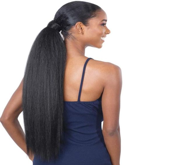 

natural black yaki straight drawstring ponytail short hairpiece for women ponytails human hair extensions 24 inch 140g5730278