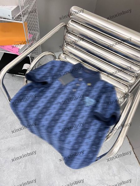 

xinxinbuy men designer tee t shirt 23ss knitted stripe letter jacquard love shirt short sleeve cotton women red blue s-2xl, Black;brown