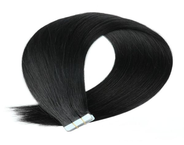 

1 jet black cuticle intact remy human hair tape in extensions3359001