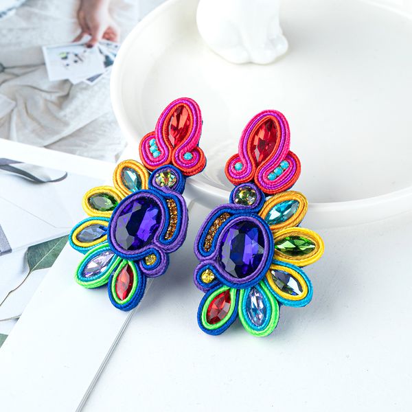 

dangle chandelier kpacta vintage soutache handmade sales earrings for women dangle charms accessories bohemian soutache fashion jewelry 2305, Silver