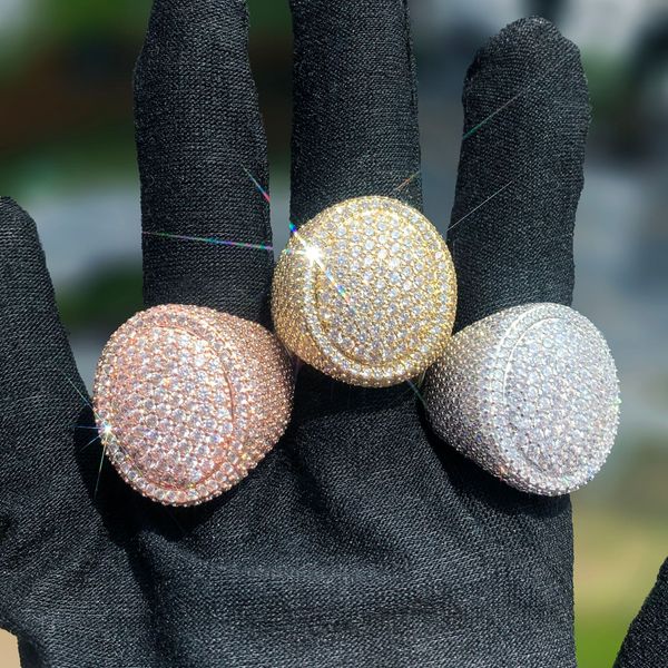 

men women fashion rings gold plated full cz iced out diamond ring for men women for wedding party nice gift size 7-10, Golden;silver