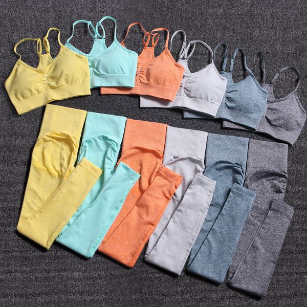 

yoga outfit seamless yoga set gym workout clothes for women push up bra high waist leggings fitness sportswear sports suits 230516