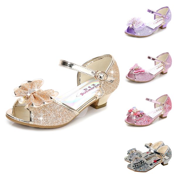 

sandals anak perempuan sandal berlian imitasi busur latin 5 13 tahun tua anak anak sandalias musim panas tinggi tumit putri sepatu sandal 23, Black;red