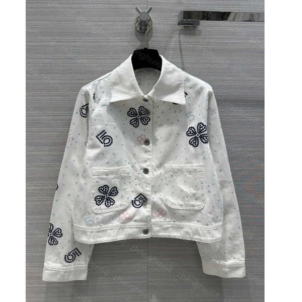 

23ss womens designer clothing womens jacket heavy craft camellia hollowed out embroidered denim jacket coat women clothes a1, Black;brown