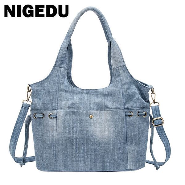 

evening bags tas bahu wanita denim jeans fashion baru selempang kualitas tinggi tangan travel tote besar mochila bolsa biru 230516