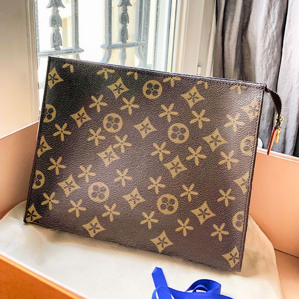 

embossed poche toilette make up bag m46037 designer tote woman man leather luxury toiletry bag handbag shoulder clutch crossbody makeup wash