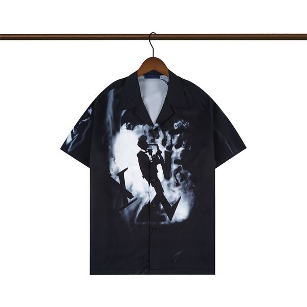 

new fashion hawaii floral print beach shirts men's designer silk bowling shirt casual hawaiian shirts men summer blouse short sleeve lo, White;black