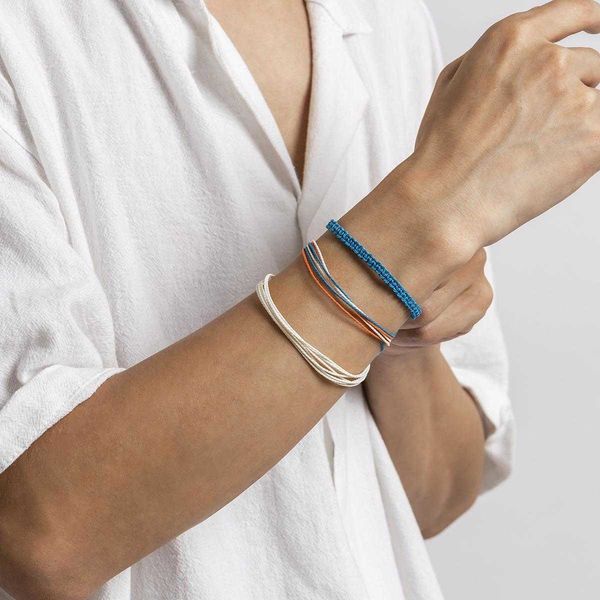 

handmade bohemian color waterproof wax line mens bracelet wholesale, Golden;silver