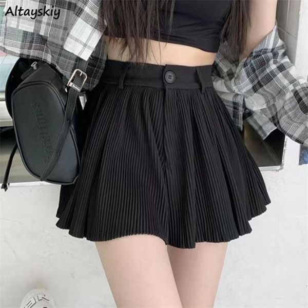 

women's shorts solid shorts women summer folds all-match high waist stylish aesthetic fashion korean style 230516, White;black