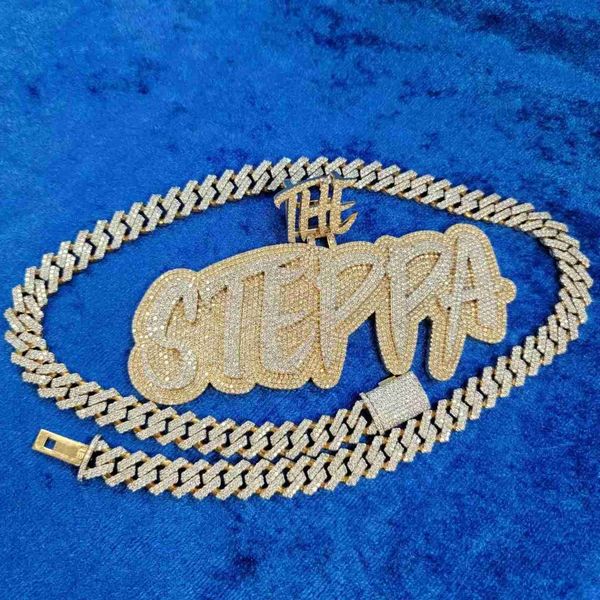 

custom iced out shinning vvs moissanite hip hop initial letter pendant, Silver