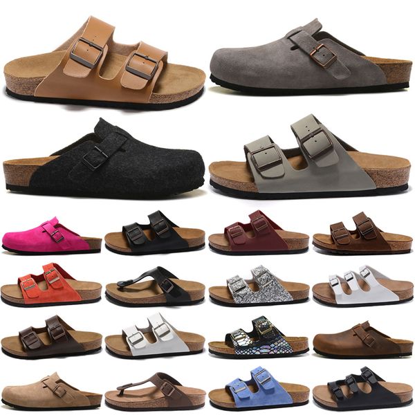 

birkens tock arizona designer sandals mens women brown microfiber birko-flor sliders boston soft mules footbed clogs indoor pantoufle flip f, Black