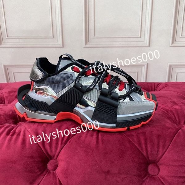 

r italy for mens womens sneaker leather embroidered stripes white shoe flat platform walking sports trainers2023, Black