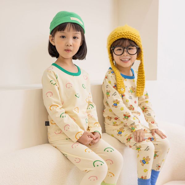 

children suit cotton long johns boy female baby pajamas, Blue;red