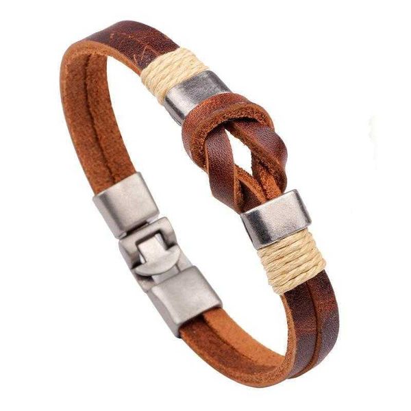 

wind authentic leather weave bracelet creative vintage cowhide selling yiwu small merchandise wholesale market, Golden;silver