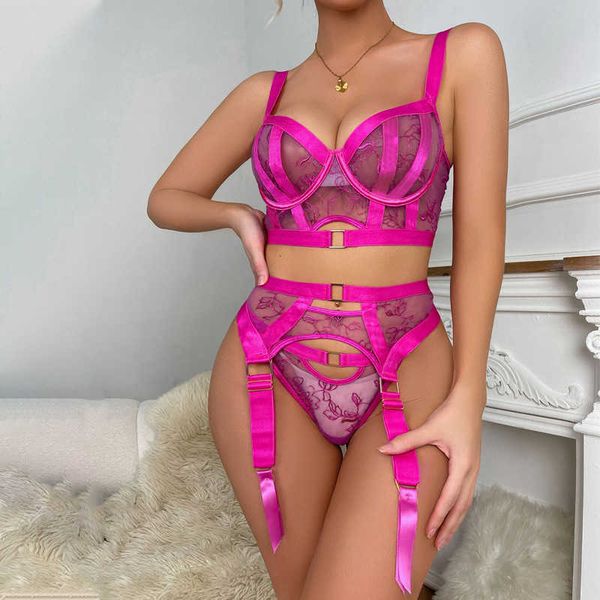 

women's lingerie 2023 rose red sets woman push up underwear for chubby women see through luxury lace bondage femme, Red;black