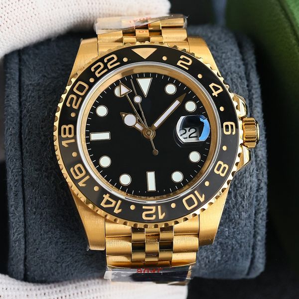 

gold dial mens gmt watch u1 designer automatic sapphire 904l stainless steel sports watch luminous gmt montre de luxe root beer luxury watch, Slivery;brown