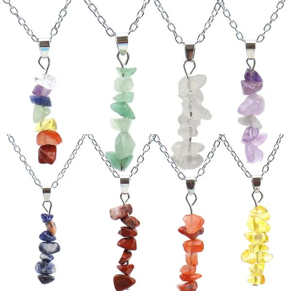 

natural crystal stone necklaces irregular chip amethyst fluorite beads necklace for women jewelry, Silver