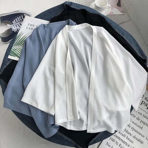 

women's swimwear summer chiffon cover-ups ladies shirts blouses beach wear kimono dress for women swimsuit cover up 230516, White;black