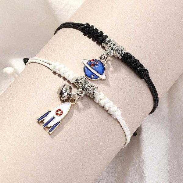 

bracelet alloy dripping planet rocket couple pair braided, Golden;silver