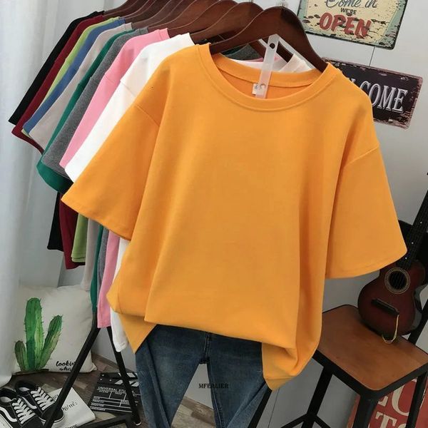 

women's t-shirt plus size 6xl150kg summer cotton women t shirt solid color big tees casual o neck short sleeve simple t-shirt 230516, White