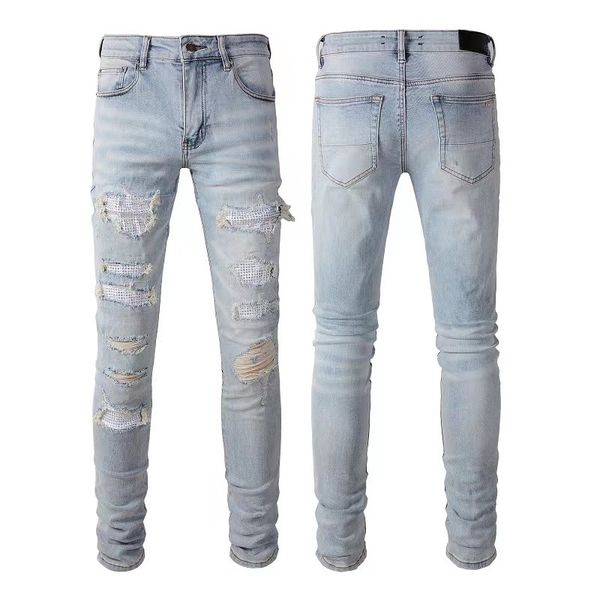 

am jeans mens skinny jeans desig 22 colors pants long hippop sticker embroidery slim denim straight streetwear skinny pants 5gcrt, Blue