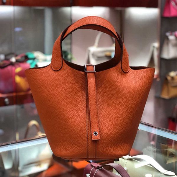 

authentic totes picotin women's luxury bags h1 home new genuine leather bag vegetable basket handbag bucket layer cowhide 5a5i