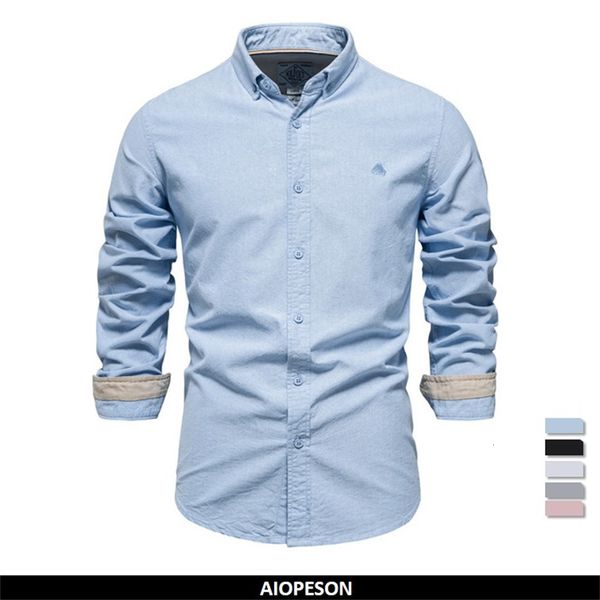 

men's casual shirts aiopeson long sleeve oxford men's shirts 100% cotton solid color social shirts for men spring autumn mens desi, White;black