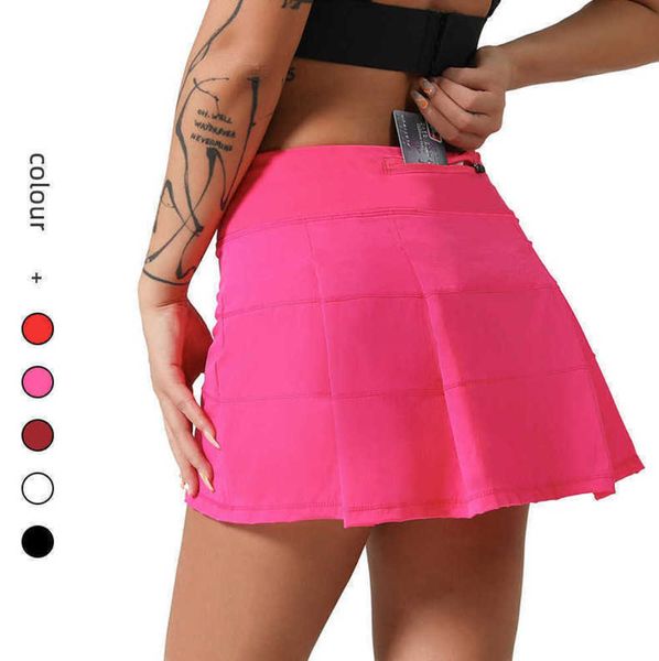 

lu 22 pleated tennis skirt women gym clothes sports shorts female running fitness dance yoga underwear beach breathable design 55ess, Gray