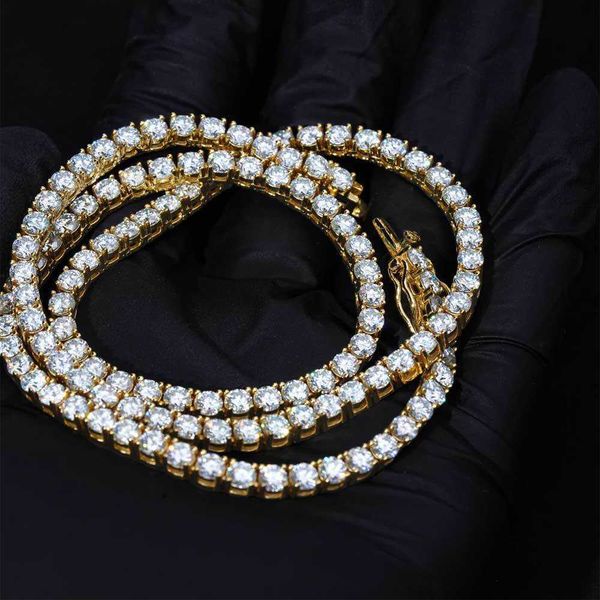 

custom stainless steel vvs diamond bling moissanite tennis chain, Silver