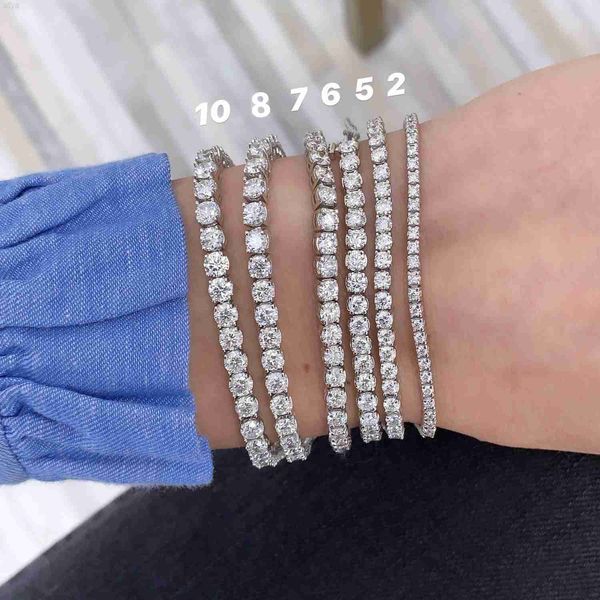 

tennis bracelet 2mm def diamond cut moissanite chain s925 7inches hip hop, Silver
