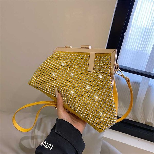 

30% off 2023 fashion handbag new personalized chain single shoulder oblique straddle small fashionable and fresh handbag diamond clip handle