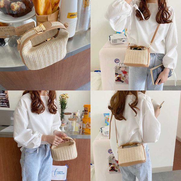 

nxy straw crossbody bag for women new bohemian small knitting summer purse and handbag vacational bucket beach bags 230424
