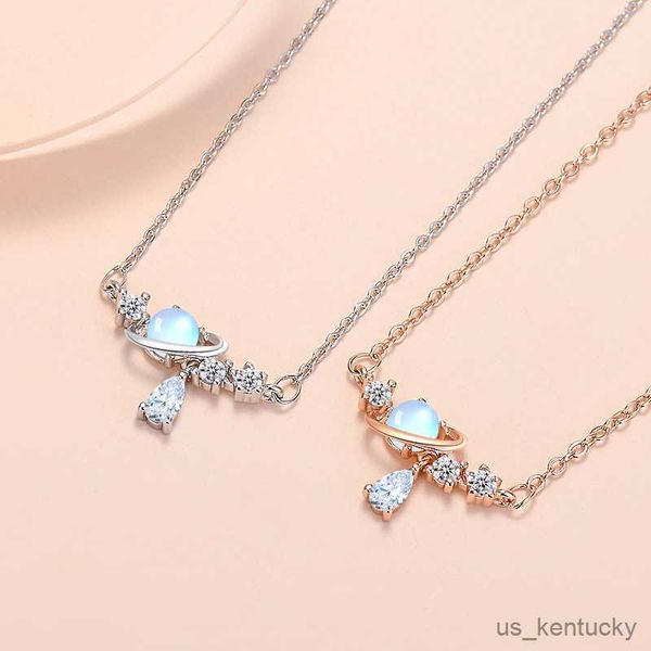 

pendant necklaces dream planet nelace for woman trend zircon water drop pendant clavicle chain nelaces jewelry, Silver
