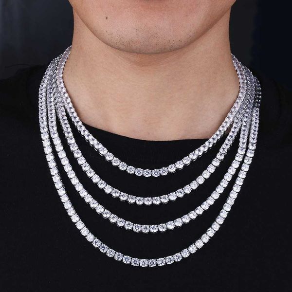 

custom 4mm hip hop style iced out diamond moissanite tennis chain 925 silver
