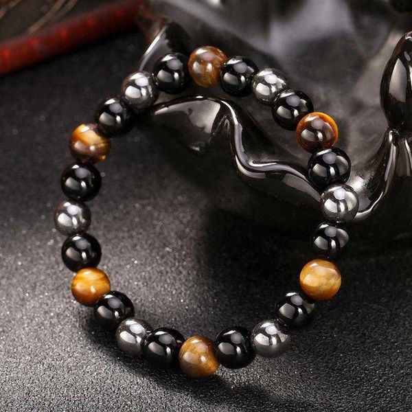 

gold obsidian bracelet magnet tiger eye mens laid back yoga bead string jewelry, Golden;silver