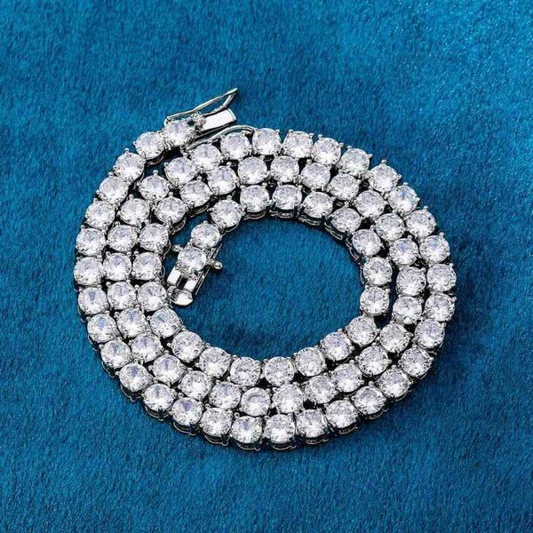 

new 925 sterling silver chain 3-5mm vvs moissanite tennis necklace
