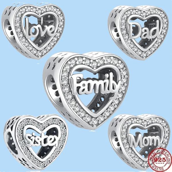 

925 sterling silver charms for jewelry making for pandora beads jewelry gift wholesale mom dad sister family love bead, Black