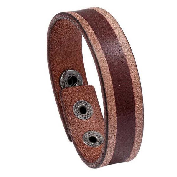 

selling ornament retro distressed cattle leather bracelet simple light board, Golden;silver