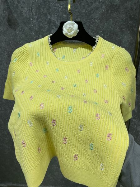 

women's sweaters designer 2023 new knits summer pattern fashion o-neck short sleeve loose jumper street wear casual pullo rs6h, White;black