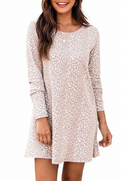 

long sleeve animal print t-shirt dress 2023 new n16p#, Black;pink