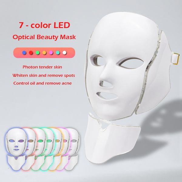 

face massager led mask light skin care 7 colors beauty therapy pon rejuvenation wrinkle acne removal neck spa instrument 230515