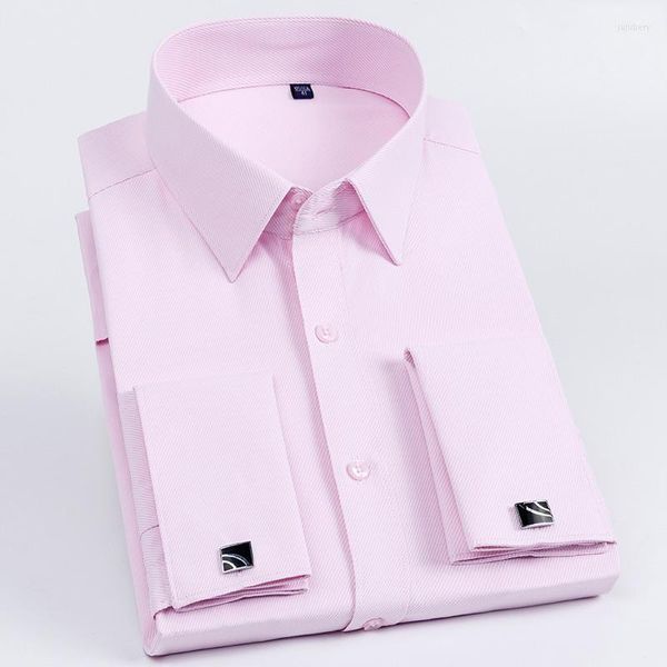 

men's dress shirts men's french cuff shirt long sleeve slim fit tuxedo with cufflinks poly/cotton double button collar, White;black