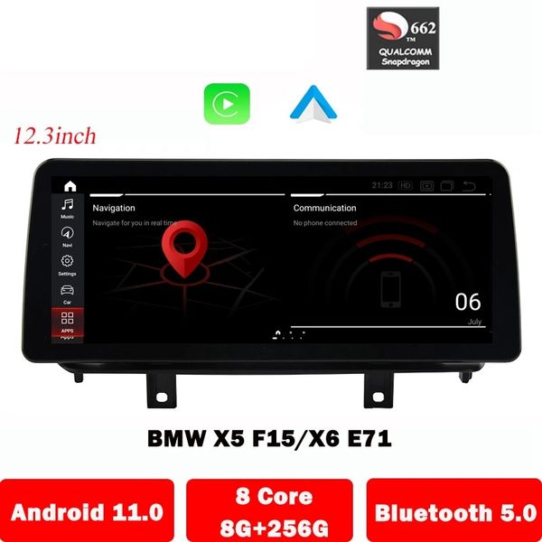 

12.3inch android 11 car dvd radio gps navigation multimedia player for bmw x5 f15 x6 e71 f16 carplay intelligent system