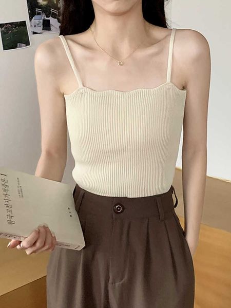 

women's tanks camis heliar women ruffles knitted camisoles simple spaghetti strap cute summer casual backless solid crop summer aa230, White