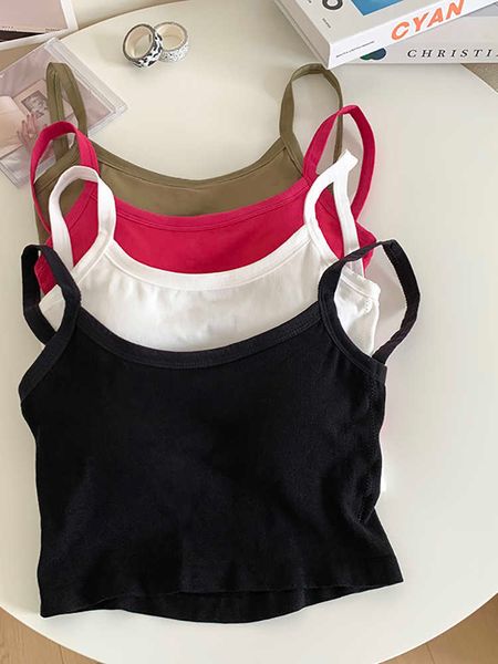 

women's tanks camis heliar women backless camis underwear padded bra fixing cup cross back knitted crop off shoulder for women aa2305, White