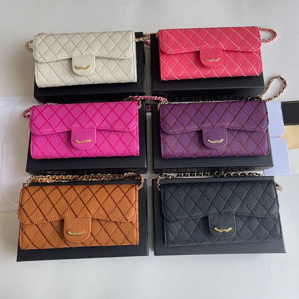 

women designer mini flap bag lychee calfskin leather stripe gold metal hardware wallet on chain multi pochette crossbody shoulder handbag lu