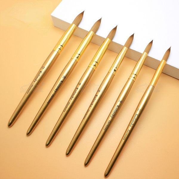 

nail brushes kolinsky sable acrylic uv gel builder tools beginner golden size 1022 230515, Yellow
