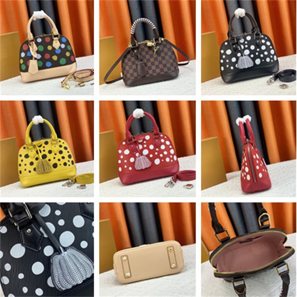 

mt womens designer l x yayoi kusama alma bb handbag multicolor dots print handle bag infinity handbag yk monograms totes purse women's